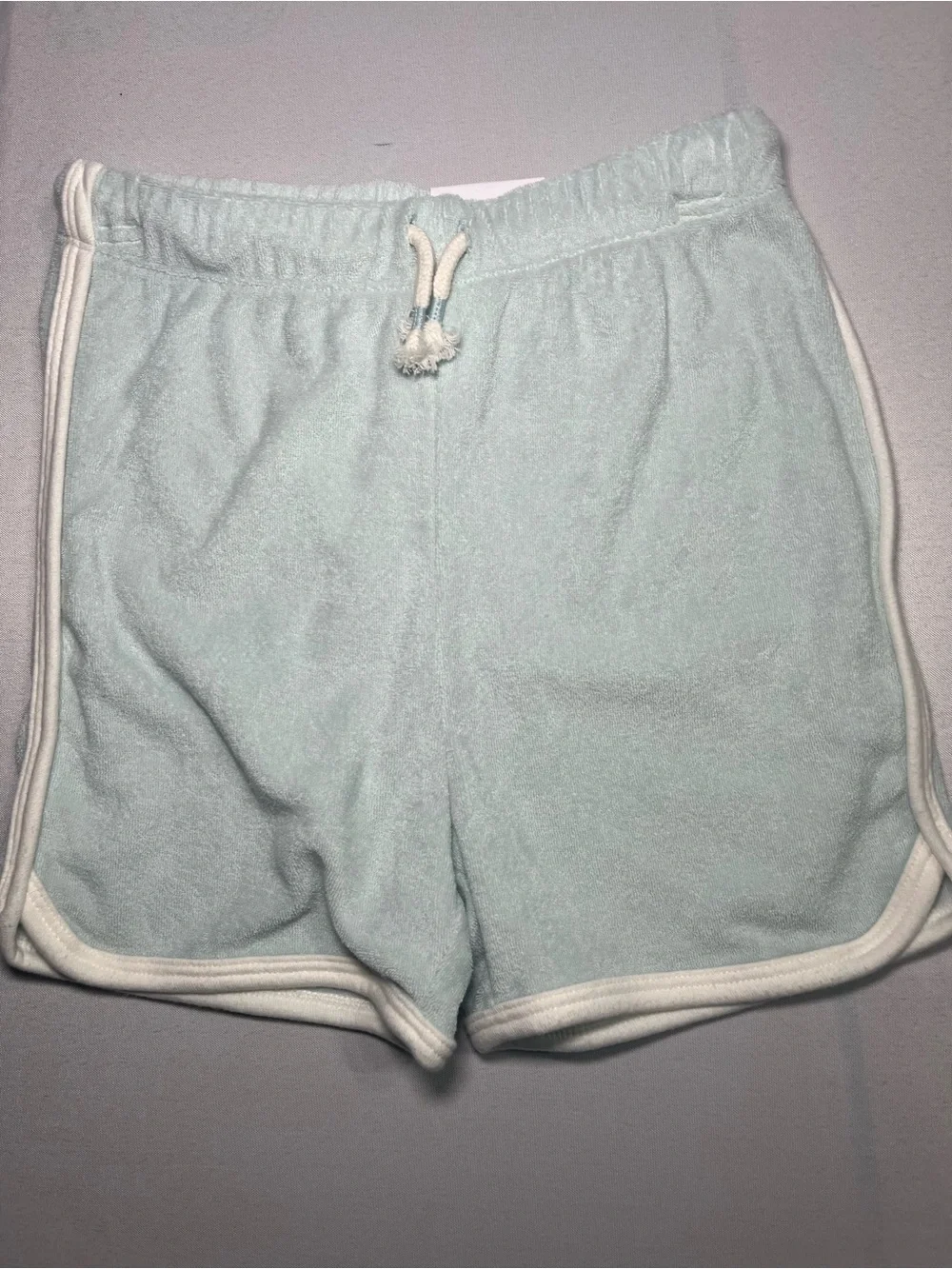 Little Co Light Blue Dolphin Terry Cloth Boys 7 Drawstring Long Shorts - Picture 1 of 4
